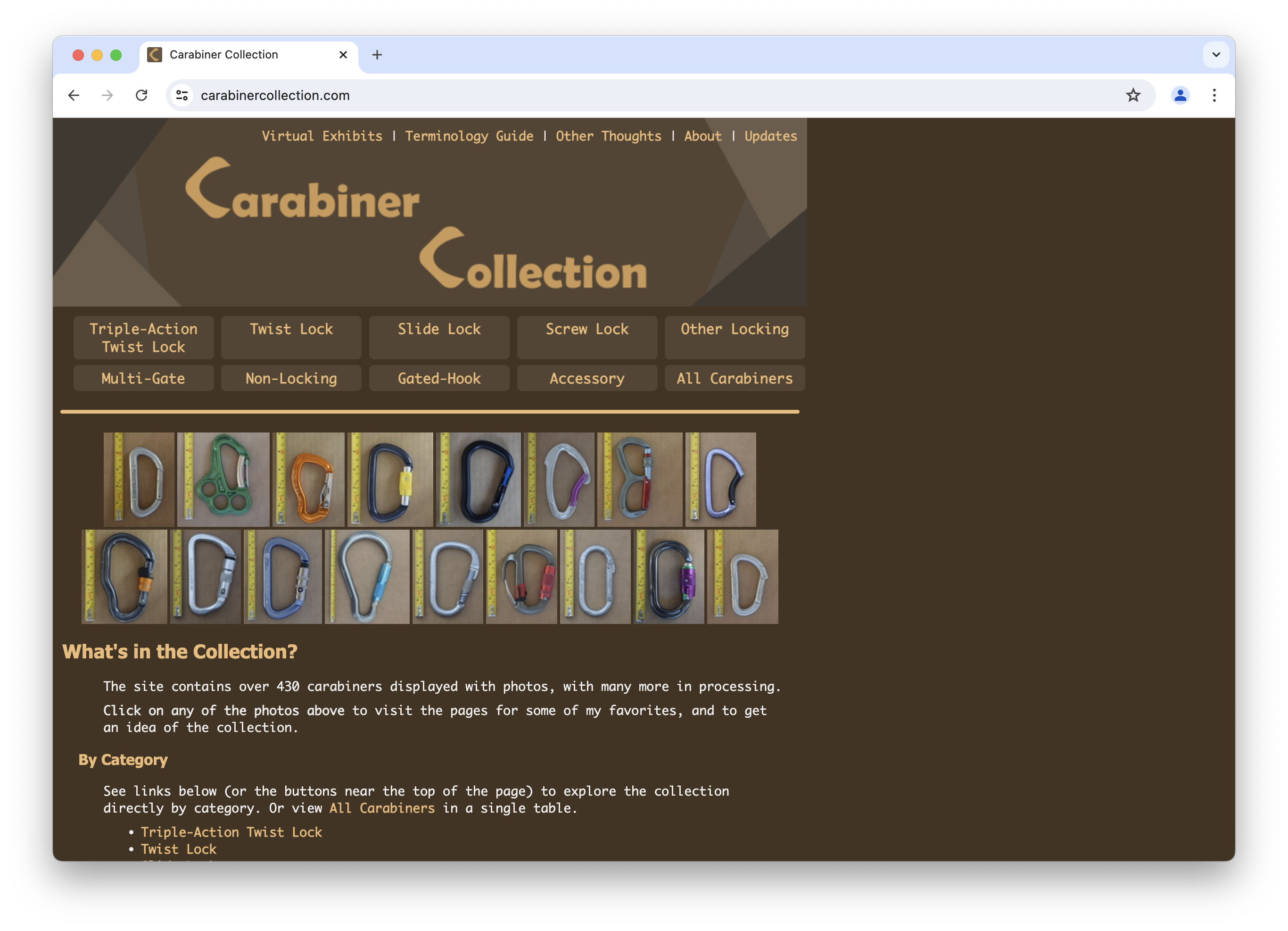 The Carabiner Collection website