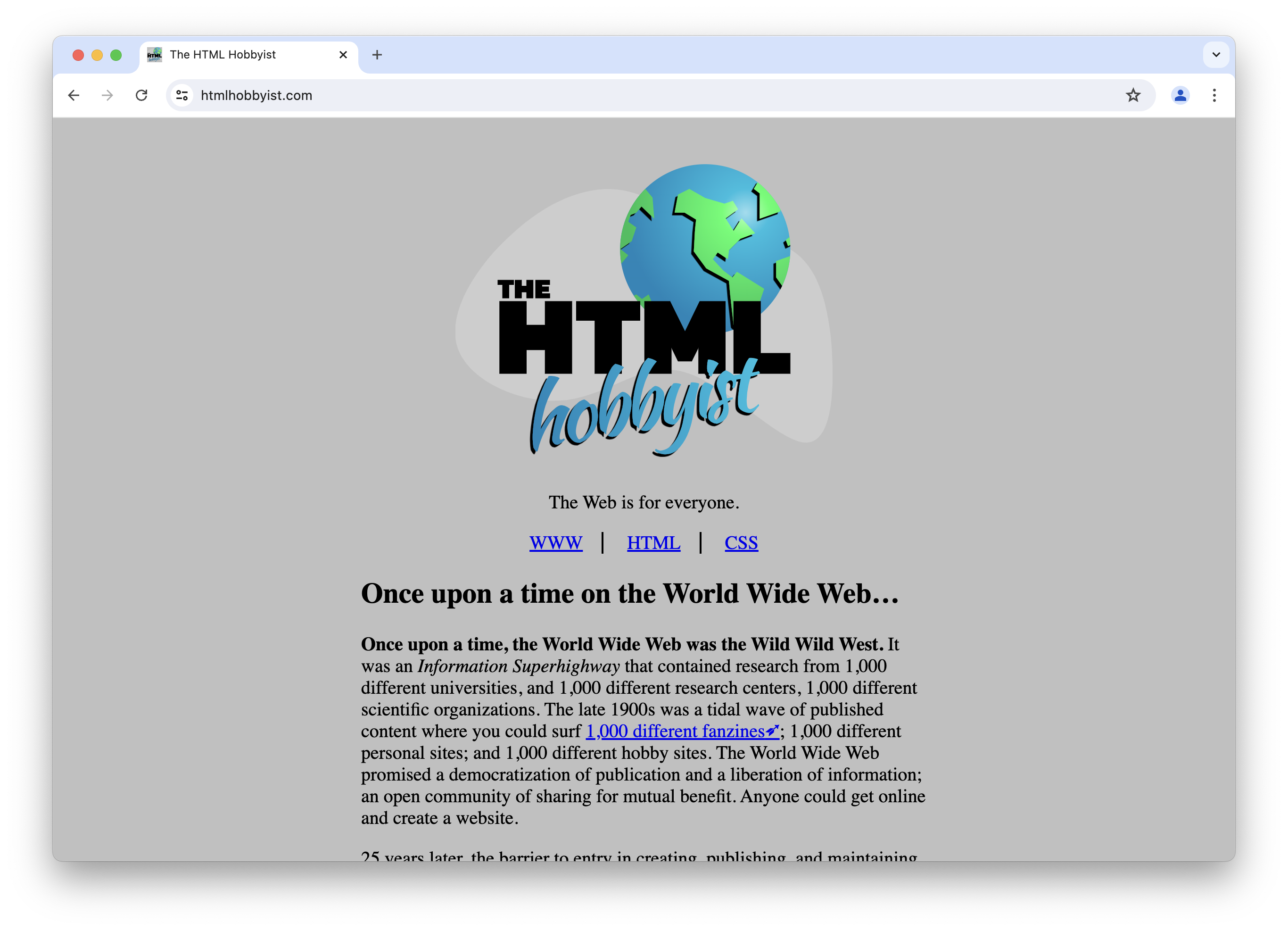 The HTML Hobbyist website
