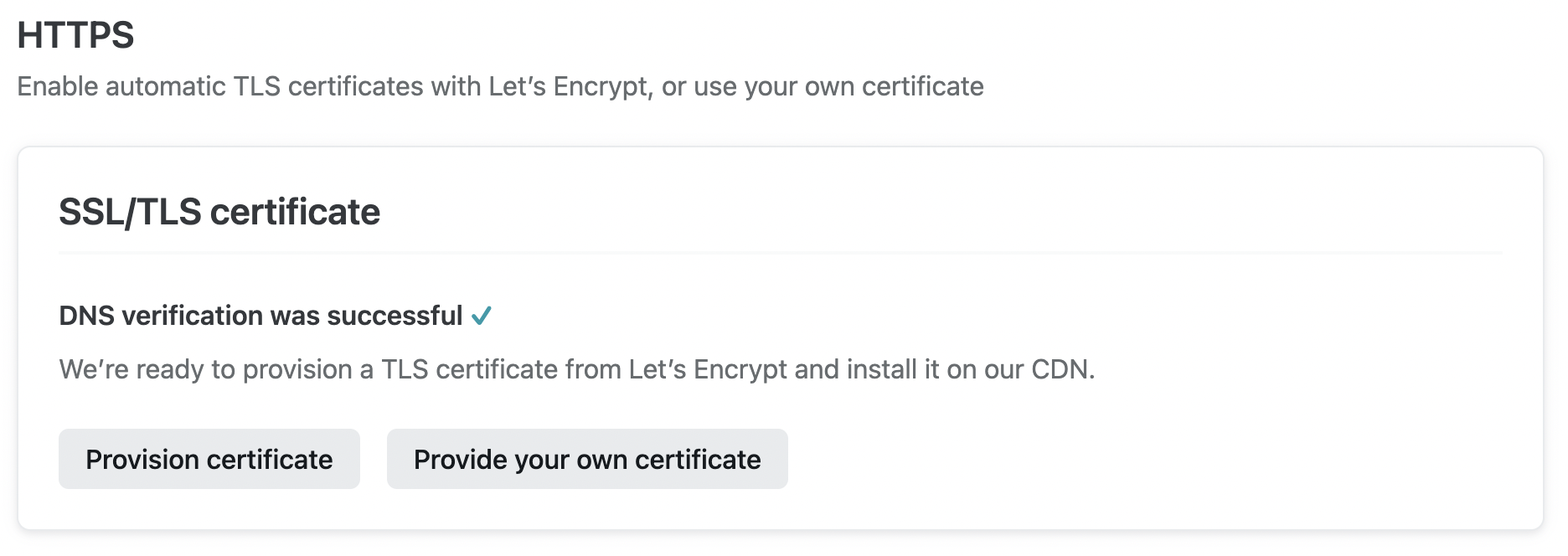Creating the TLS certificate in Netlify