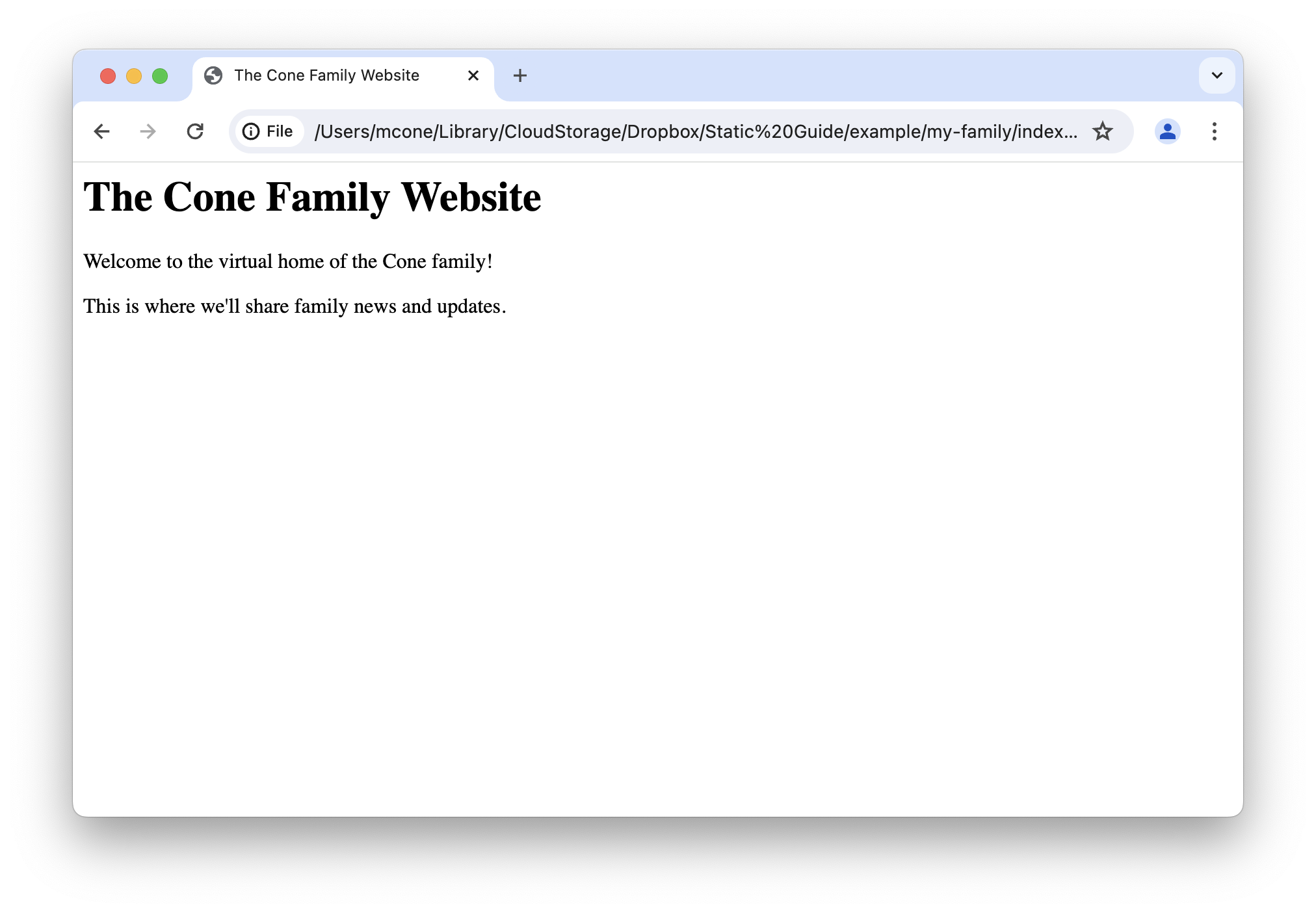 The first version of the family website