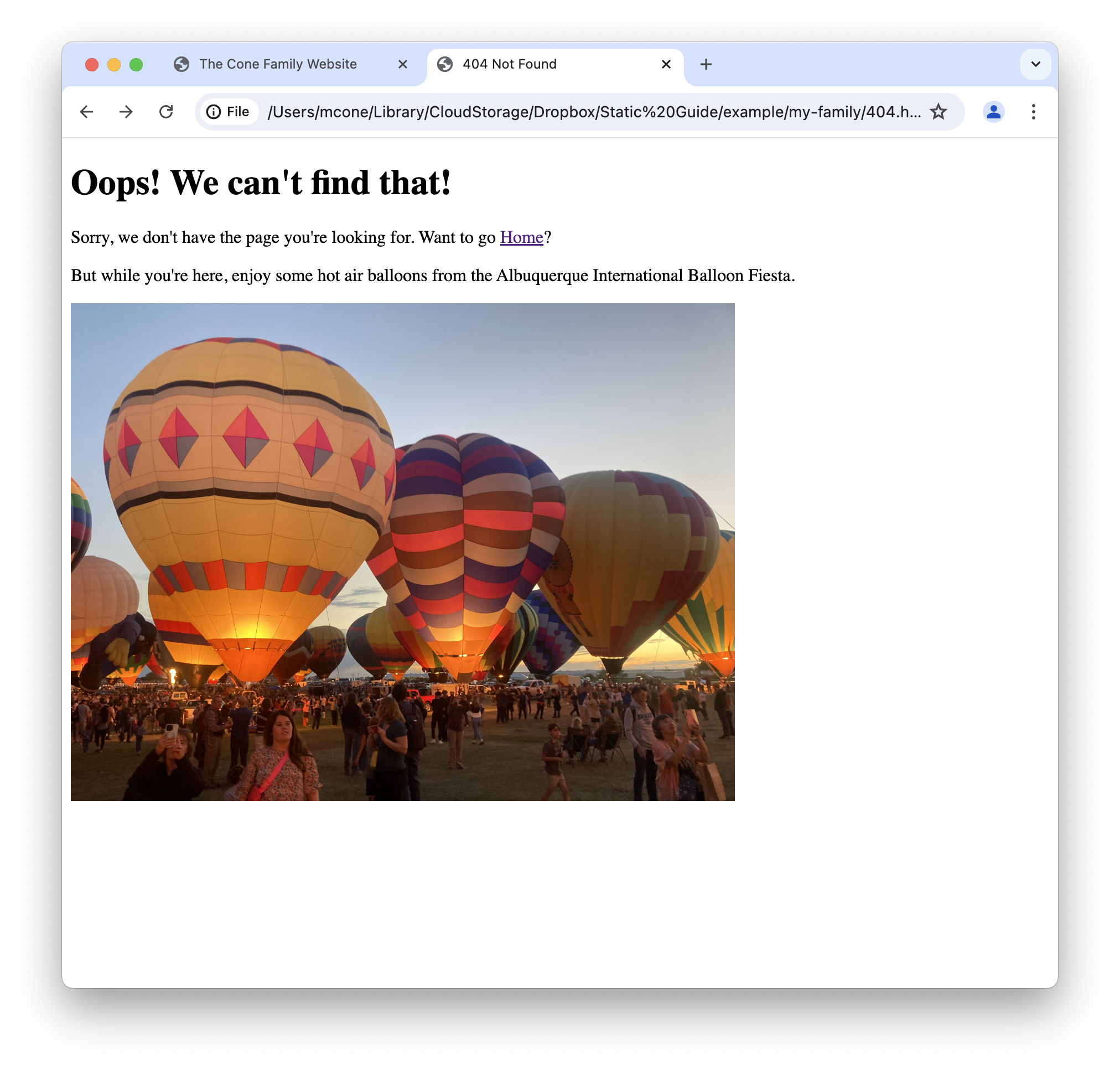 The 404 page